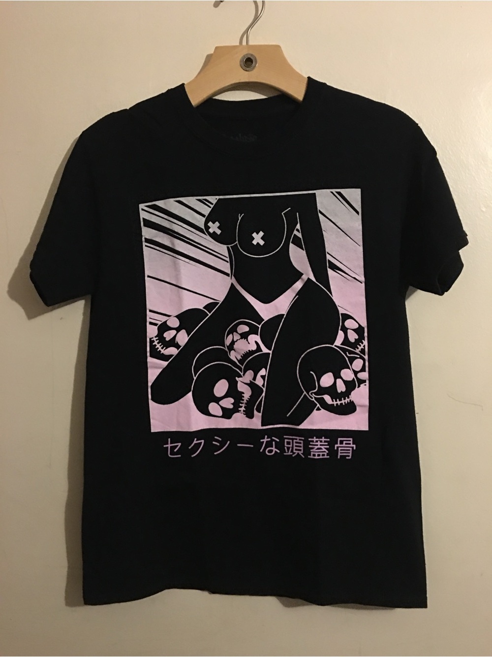 Spencer's Black Crewneck Tee with Subtle Gray Logo Print